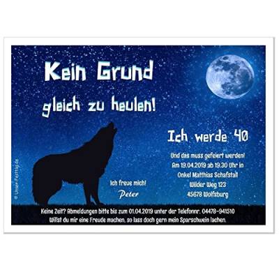 Einladungskarten zum Geburtstag Motiv Wolf Kein Grund gleich zu heulen, verschiedene Größen, 100 Karten - 17 x 12 cm von Unser-Festtag