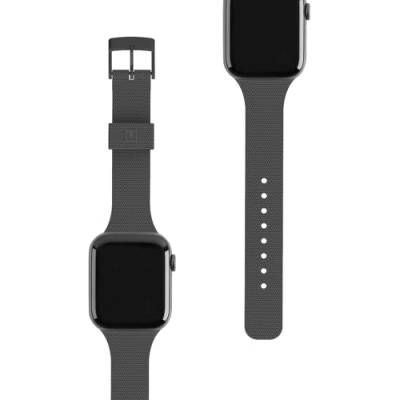 U by UAG [U] Dot Strap Silikon Armband für Apple Watch 38mm / 40mm [Watch SE, Series 6 / Series 5 / Series 4 / Series 3 / Series 2 / Series 1, Weiches Silikon, Edelstahl Verschluss] schwarz von Urban Armor Gear