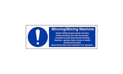 VSafety 44033AX-S Schild "Mincing/Mixing Machine", Querformat, 300 mm x 100 mm, 3 Stück von V Safety