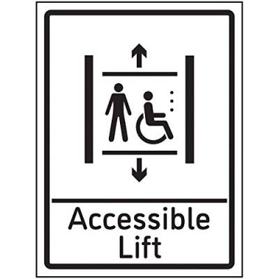 VSafety Accessible Lift Schild – 150 x 200 mm – 3 mm gebürstetes Aluminium Verbundstoff von V Safety