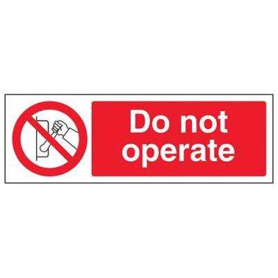 VSafety Do Not Operate Prohibition Schild, Querformat, 300 x 100 mm, 1 mm starrer Kunststoff von V Safety