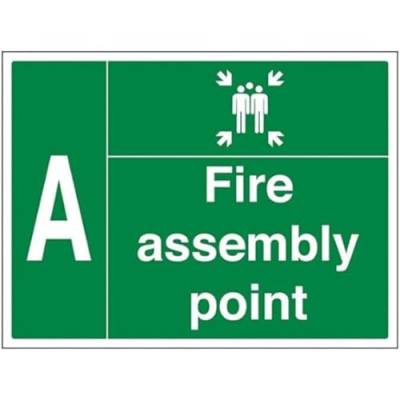 VSafety Fire Assembly Point w/ Family – A-800 x 600 mm, Klasse RA1, reflektierend, 3 mm Aluminium-Verbundwerkstoff mit Anti-Graffiti-Beschichtung, Sicherheitsschild von V Safety