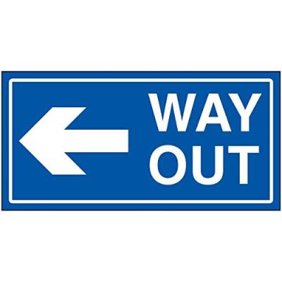 VSafety Way Out Pfeil nach links, 300 x 150 mm, selbstklebendes Vinyl, Blau von V Safety