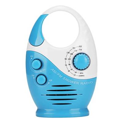 Duschradio, Tragbares Wasserdichtes AM-FM-Duschradio mit Oberem Griff für den Außenbereich Im Badezimmer, Eingebaute Lautsprecher, Blau von VBESTLIFE
