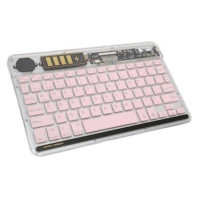 VBESTLIFE 10-Zoll-kabellose -Tastatur, Ultradünne Tablet-Tastatur mit Hintergrundbeleuchtung, Anschluss von 3 Geräten, für Laptops und Telefone (Rosa) von VBESTLIFE