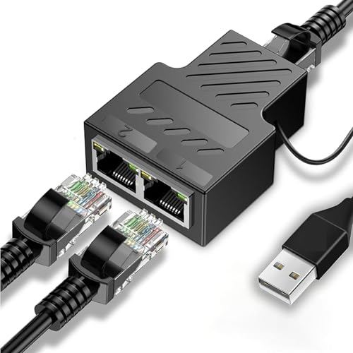 LAN Splitter 1 auf 2, 100Mbps Ethernet Splitter,LAN Verteiler 1 auf 2 mit USB Stromkabel,LAN Kabel Verteiler,Rj45 Splitter,LAN Adapter 1 auf 2,LAN Kabel Splitter 1 auf 2 für Cat5/5e/6/7/8 Kabel von VIEVRE