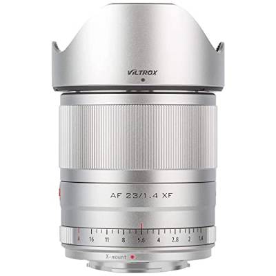 VILTROX AF 23mm F1.4 Fuji X Objektiv,Autofokus APS-C Weitwinkel Festbrennweite Objektiv (52 mm Filtergewinde) für Fujifilm X-Mount Kameras X-T4 T3 X-T30 X-T20 X-E4 XE3 X-Pro 3 X-H1,Silber von VILTROX