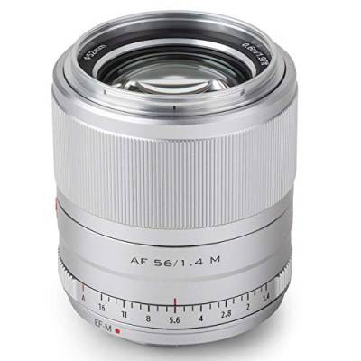 VILTROX AF 56mm F1.4 EF-M Mount Objektiv Autofokus für Canon EOS M100 M10 M200 M3 M5 M50 II M6 II(Festbrennweite, APS-C Compact,), Silber von VILTROX