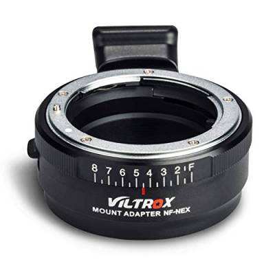 VILTROX NF-NEX Adapter Manueller Fokus Objektivadapter mit Blendenscheibe für Nikon G/F/AI/S/D Objektiv auf Sony NEX E Mount Camera Sony A7 A7R A7RII A7RIII A6500 A6300 NEX-7 von VILTROX