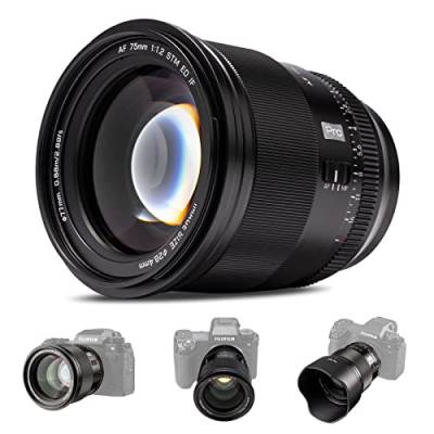 Viltrox 75mm F1.2 Pro Level Autofokus-Objektiv, kompatibel mit Fuji X-Mount spiegellosen Kameras X-E3 X-E4 X-H1 X-H2 X-H2S X-Pro2 X-Pro3 X-S10 X- T1 X-T1 IR X-T10 X T100 X-T2 X-T20 X-T200 X-T3 von VILTROX