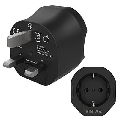 Adapter England Deutschland Stecker, VINTAR 1 Stück Reiseadapter UK Adapter Stecker Type G, Steckdose Reisestecker Steckdosenadapter für Großbritannien England Irland Malaysia Dubai, Singapur von VINTAR