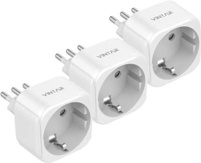 VINTAR 3PC Italien Reiseadapter, Europa/Deutschland nach Italien Reiseadapter für Italien, Syrien, Uruguay, Chile, Malediven, L-förmiger Reiseadapter, Weiß von VINTAR