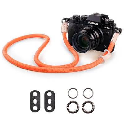 VOVMOEYA Kameragurt Sony Alpha,Kamera Tragegurt aus Seil für Canon EOS Sony A6000 A6400 A7 IV Fujifilm X100V XT5 Nikon Zfc Nackengurt Schultergurt DSLR Kameragurt - Orange von VOVMOEYA