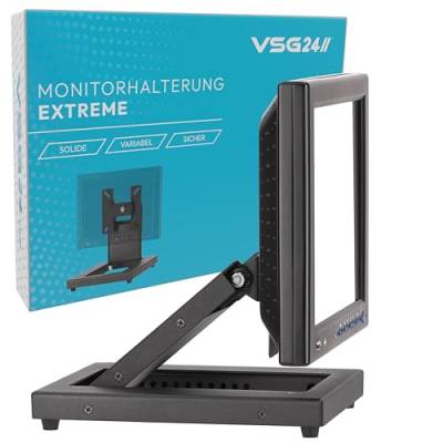 VSG24 Extreme Robuste Monitor Halterung, Flexible VESA 100x100 Tischhalterung, Bildschirm Standfuss POS, Schreibtisch Monitorständer 10-22 Zoll, Touchscreen Kassensystem, Mount Arm für Tisch Schwarz von VSG