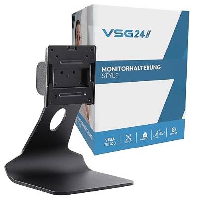 VSG24 Style Design Monitor Halterung, Vollmetall VESA 100x100 Tischhalterung, Bildschirm Standfuss POS, Schreibtisch Monitorständer 10-22 Zoll, Touchscreen Kassensystem, Mount Arm für Tisch Schwarz von VSG