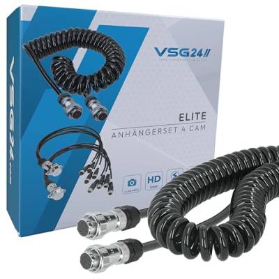 VSG24 Trailer Set Elite - Anhänger Verlängerungskabel für Rückfahrkamera & Rückfahrsysteme universell KFZ Kamera Kabel 4PIN / Polig für LKW Traktor Wohnwagen Anhängerkabel Wetterfest IP67 29103 von VSG