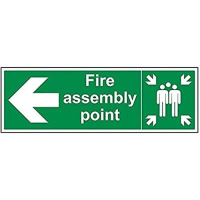 vsafety 17021bp-s Fire Assembly Point Schild, Fire Assembly Point Pfeil links, selbstklebend, Landschaft, 600 mm x 200 mm x 200 mm, grün von VSafety