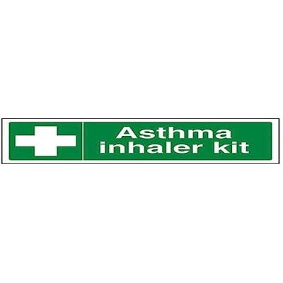 vsafety 31039 ax-s "Asthma Inhalationsgerät-Erste Hilfe Allgemeine Schild, selbstklebend, Landschaft, 300 mm x 100 mm, grün von VSafety