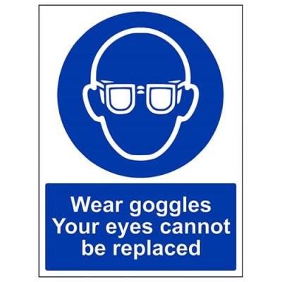 vsafety 41044bc-s "tragen Brillen/Ihre Augen nicht ersetzt werden" Pflicht Schutzbekleidung Schild, selbstklebend, Porträt, 300 mm x 400 mm, blau von VSafety
