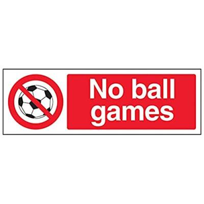 vsafety 53006 ax-s "No Ball Games" Verbot Allgemeine Zeichen, selbstklebend, Landschaft, 300 mm x 100 mm, schwarz/rot von VSafety