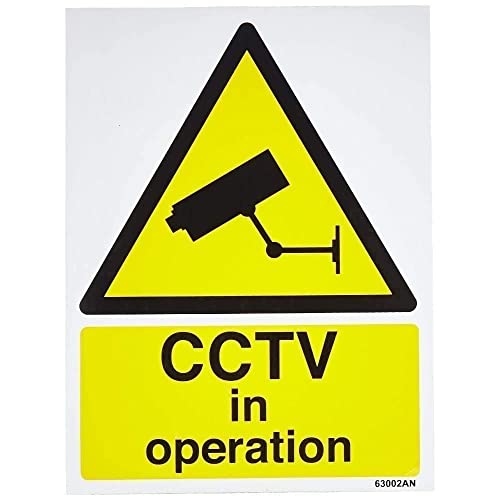 vsafety 63002 an-s "CCTV in Operation" Achtung Allgemeine Schild, selbstklebend, Hochformat, 150 mm x 200 mm x 200 mm, schwarz/gelb von VSafety