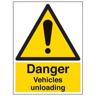 vsafety 64006bc-s "Gefahr Fahrzeuge Entlädt" Warnung Fahrzeug-Zeichen, selbstklebend, Porträt, 300 mm x 400 mm, schwarz/gelb von VSafety