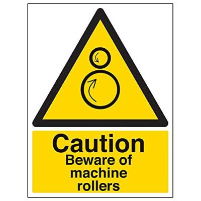 vsafety 65020bc-s "Caution Vorsicht vor Maschine Rollen" Sign, 300 mm x 400 mm (3 Stück) von VSafety