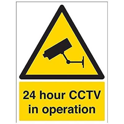 vsafety 6e001bc-r "24 Stunde CCTV in Operation" Warnung Sicherheit Zeichen, starrer Kunststoff, Portrait, 300 mm x 400 mm, schwarz/gelb von VSafety
