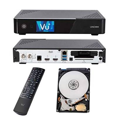 VU+ UNO 4K SE 1x DVB-C FBC Receiver Twin Tuner PVR Ready Linux Kabelreceiver UHD 2160P TV Receiver mit HDD 1TB Festplatte von VU+