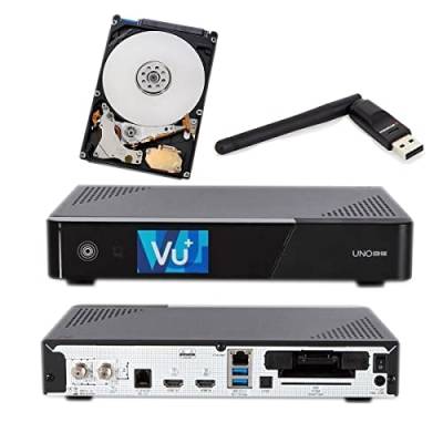 VU+ UNO 4K SE 1x DVB-S2 FBC Sat Receiver Twin Tuner PVR Linux Satellitenreceiver mit 1TB Festplatte und WLAN-Stick 150 MBit/s von VU+
