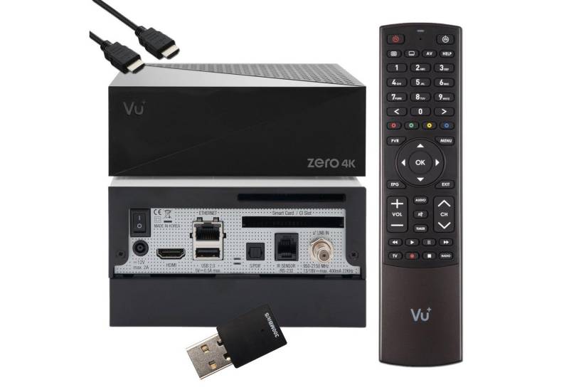 VU+ Zero 4K 1x DVB-S2X Multistream Linux UHD Receiver + 2TB HDD und 300 SAT-Receiver von VU+