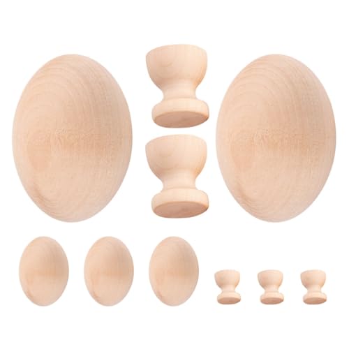 Vaguelly Unvollendete Holzeier Mit Eierhaltern Tassen 3D-Eier-Set Basteleier Aus Holz Gefälschte Holzeier Zum Zeichnen Malen Ostereiersuche von Vaguelly