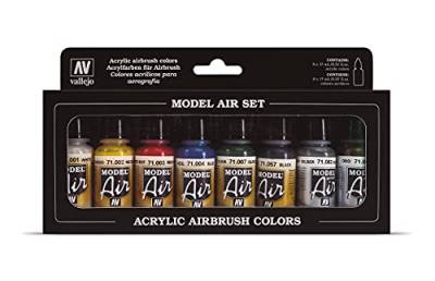 Vallejo Modell Air Basic Farben Acryl Farbe Set für Air Pinsel, (8 Stück) von Vallejo