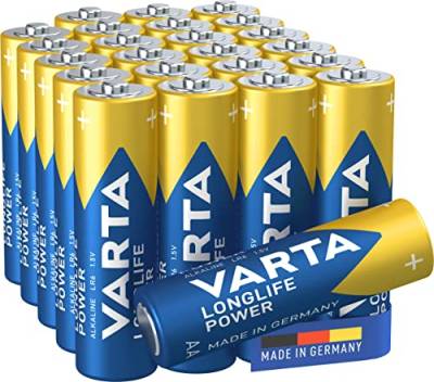 VARTA Batterien AA, 24 Stück, Longlife Power, Alkaline, 1,5V, für Spielzeug, Funkmäuse, Taschenlampen, Made in Germany von Varta
