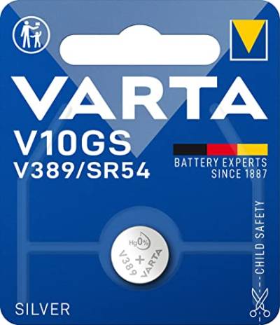 VARTA Batterien V10GS/SR54 Knopfzelle, 1 Stück, Electronics, 1,55V, kindersichere Verpackung, für elektronische Kleingeräte - Autoschlüssel, Fernbedienungen, Waagen von Varta