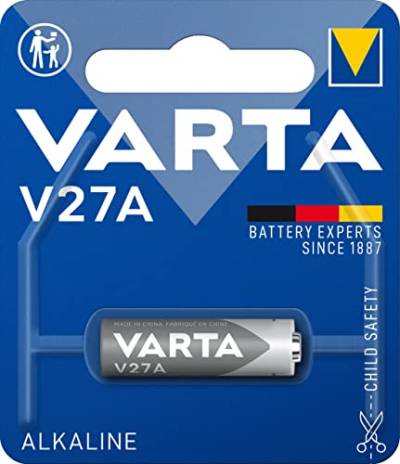 VARTA Batterien V27A, 1 Stück, Alkaline Special, 12V, für Uhren, Fernbedienungen, Taschenrechner, kompakt mit langanhaltender & hoher Leistung von Varta