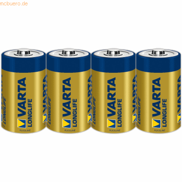 Varta Batterie Alkali Longlife Extra Mono 1,5V (D) VE=4 Stück von Varta