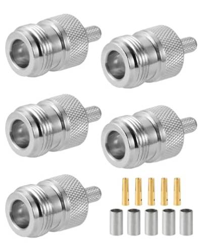 Vecys 5PCS N Weiblich Steckverbinder 50 ohm N Weiblich Crimp RF Koaxialstecker N Weiblich Buchse Adapter für RG58 LMR195 RG142 RG400 Low Loss Koaxialkabel von Vecys