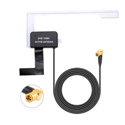 Vecys Active DAB DAB + Autoradio Antenne Glasmontage Patch Antenne SMB Adapter FM/AM Radioantenne RG174 3 m 9.8 ft Kabel kompatibel mit Digital Radio Pioneer Clarion Kenwood Alpine JVC… von Vecys