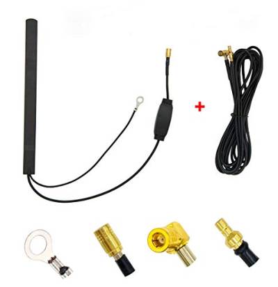 Vecys DAB Patchantenne Signalverstärker DAB DAB + Autoantenne 15dBi SMB Adapter Glasmontage Antenne RG174 Kabel 3.5 m 11.5 Fuß kompatibel mit Dab Autoradio von Vecys