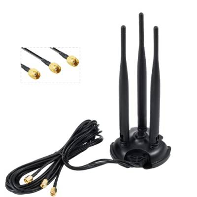 Vecys WLAN-Antenne 2,4 G / 5,8 G Dual Frequenz 8 dBi omnidirektionaler Signalverstärker Magnetfuß RP-SMA Adapter RG174 Kabel 2 m von Vecys