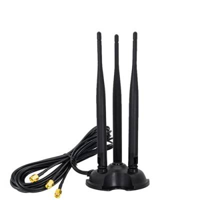 Vecys WiFi Antenne 2.4G / 5.8G Doppelfrequenz 8 dBi MIMO Omnidirektionaler Signalverstärker Magnetbasis RP-SMA Adapter 2m 6.6 Fuß für PCIE Netzwerk WLAN Kartenrouter Externe Antenne Drahtloses WLAN von Vecys