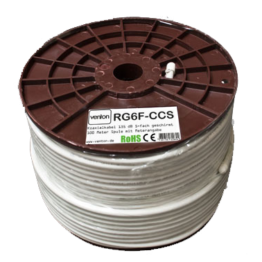 Venton Koaxial Sat Kabel RG6F-CCS 135dB 5-fach geschirmt High Quality 300m von Venton