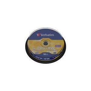 Verbatim - 10 x DVD+RW - 4,7GB (120 Min.) 4x - mattes Silber - Spindel - Speichermedium (43488) von Verbatim