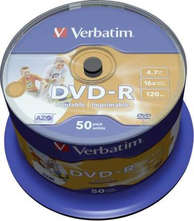 Verbatim 43533 DVD-R Rohling 4.7GB 50 St. Spindel Bedruckbar von Verbatim