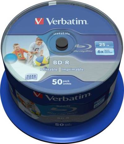 Verbatim 43812 Blu-ray BD-R SL Rohling 25GB 50 St. Spindel Bedruckbar von Verbatim