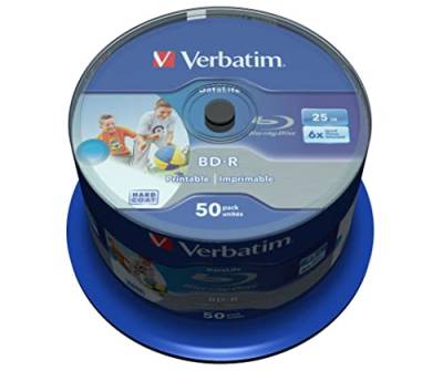 Verbatim BD-R SL Datalife 25 GB - Blu-Ray-Disk - 6-fache Brenngeschwindigkeit - Groß bedruckbar - Hardcoat Scratch Guard - Spindel - 50er Pack von Verbatim