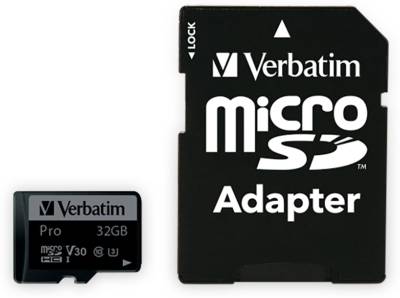 VERBATIM MicroSDHC Card Pro, 32 GB, Class 10, inkl. Adapter von Verbatim