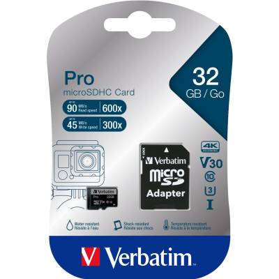 Verbatim microSDHC-Card 32GB, PRO, U3, UHS-I, 4K UHD von Verbatim