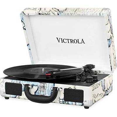 Victrola Suitcase Turntable 3-Gang Bluetooth Kofferplattenspieler - Retro Karte von Victrola